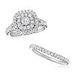 1.47 ct. t.w. Diamond Bridal Set: Engagement and Wedding Rings in 14kt White Gold