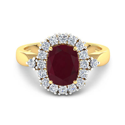 2.60 Carat Ruby Ring with .54 ct. t.w. Diamonds in 14kt Yellow Gold