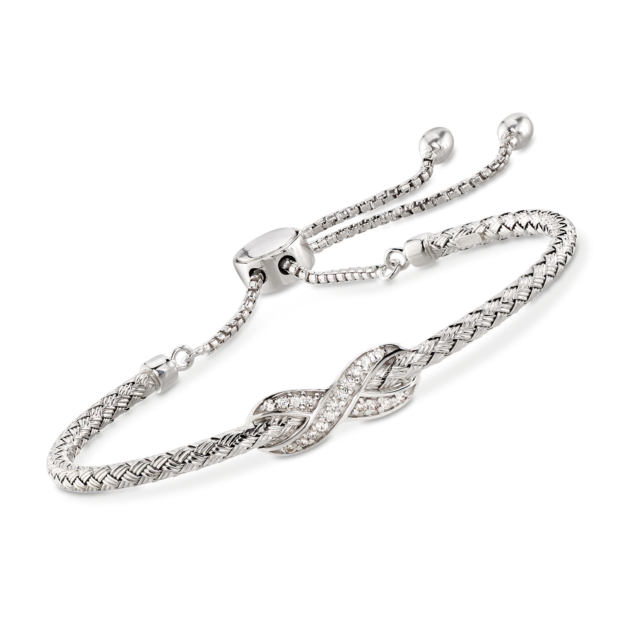 Sterling Silver CZ Infinity Bracelet Adjustable 6" to 7"