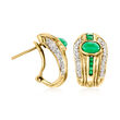 C. 1980 Vintage 1.50 ct. t.w. Emerald and .25 ct. t.w. Diamond Curved Earrings in 14kt Yellow Gold