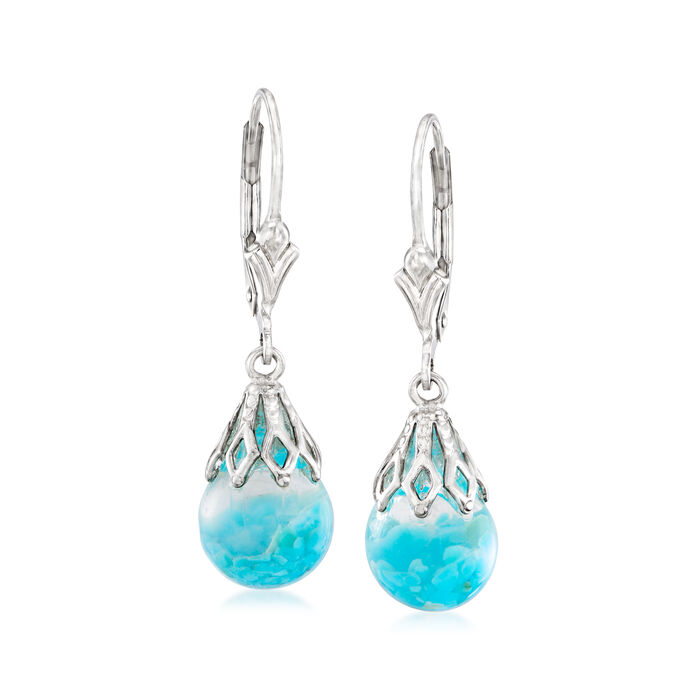Floating Turquoise Drop Earrings in Sterling Silver