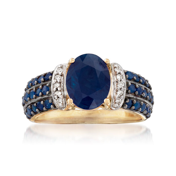 2.60 ct. t.w. Sapphire Ring with Diamond Accents in 14kt Yellow Gold