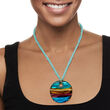 Italian Multicolored Murano Glass Bead Pendant Necklace with 18kt Gold Over Sterling 18-inch