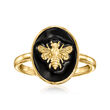 18kt Gold Over Sterling and Black Enamel Bumblebee Ring