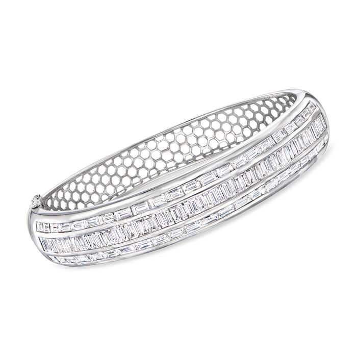 7.35 ct. t.w. Baguette Diamond Three-Row Bangle Bracelet in 18kt White Gold
