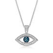 .10 ct. t.w. Blue and White Diamond Evil Eye Pendant Necklace in Sterling Silver