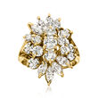 C. 1980 Vintage 3.45 ct. t.w. Diamond Cluster Ring in 14kt Yellow Gold
