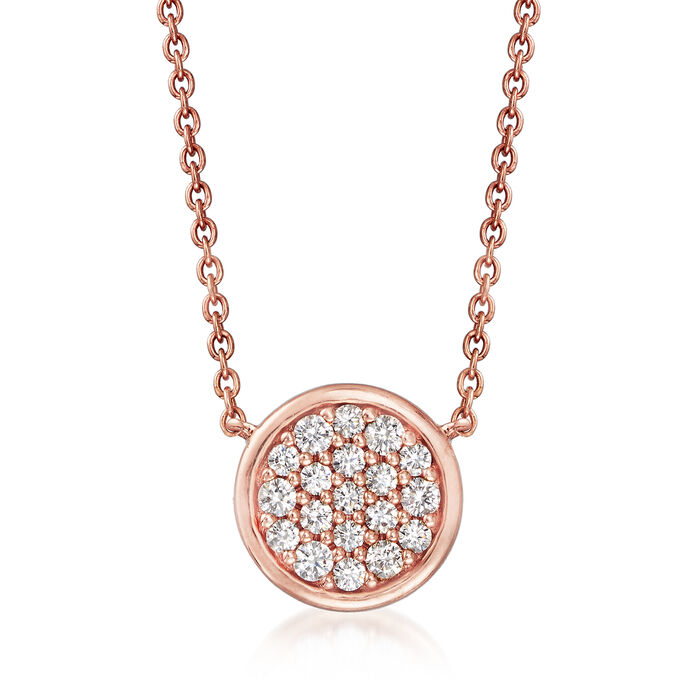 C. 2000 Vintage .30 ct. t.w. Diamond Disc Necklace in 14kt Rose Gold