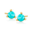 Turquoise Stud Earrings in 14kt Yellow Gold