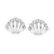 .10 ct. t.w. CZ Seashell Earrings in Sterling Silver