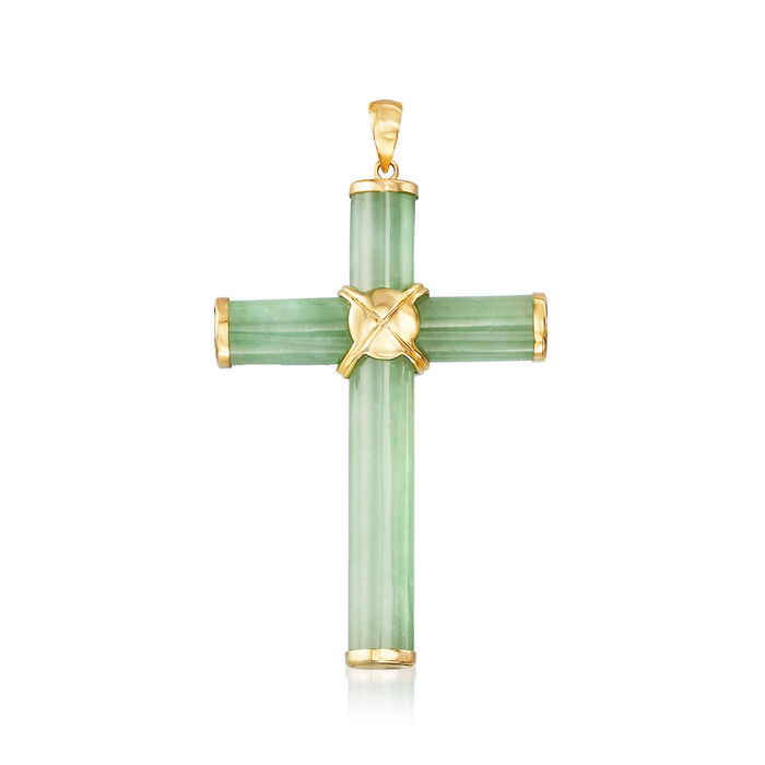 Jade Cross Pendant with 14kt Yellow Gold