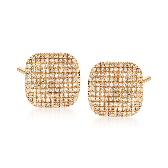 .40 ct. t.w. Pave Diamond Square Stud Earrings in 14kt Yellow Gold
