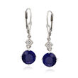 4.80 ct. t.w. Sapphire Drop Earrings with Diamond Accents in Sterling Silver