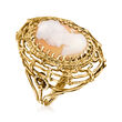C. 1960 Vintage Orange Shell Left-Facing Cameo Ring in 14kt Yellow Gold