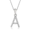 Diamond-Accented Initial Pendant Necklace in 14kt White Gold 16-inch  (A)