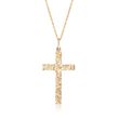 C. 1990 Vintage 14kt Yellow Gold Textured and Polished Cross Pendant Necklace
