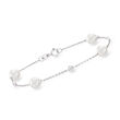 6-6.5mm Cultured Pearl Bracelet with Diamond Accents in 14kt White Gold