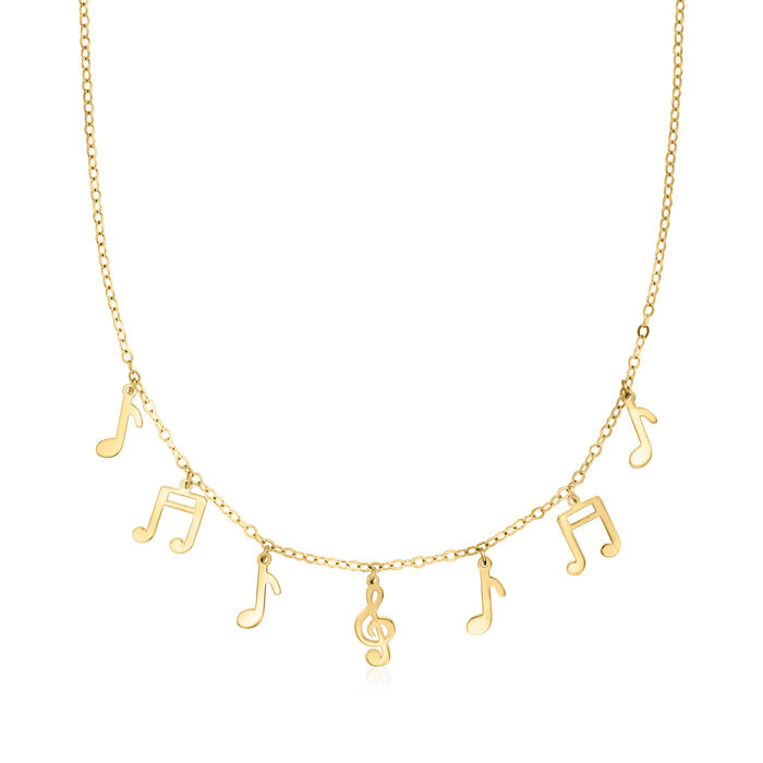 Italian 14kt Yellow Gold Music Note Drop Necklace