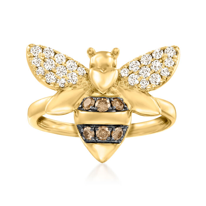 Le Vian .53 ct. t.w. Nude and Chocolate Diamond Bumblebee Ring in 14kt Honey Gold