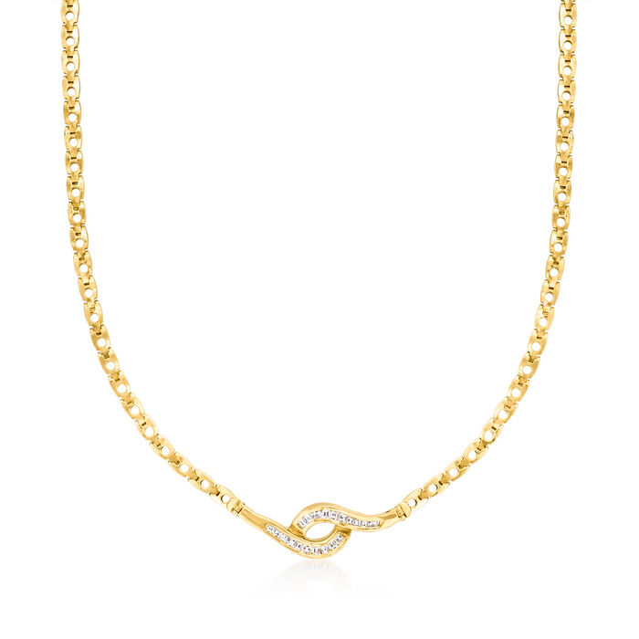 C. 1990 Vintage 1.00 ct. t.w. Diamond Swirl Fancy-Link Necklace in 18kt Yellow Gold