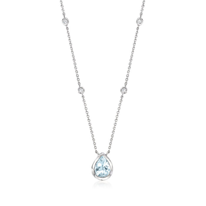 1.60 Carat Aquamarine Necklace with Diamond Accents in 14kt White Gold