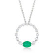 .50 Carat Emerald and .51 ct. t.w. Diamond Circle Necklace in 18kt White Gold