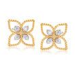 Roberto Coin &quot;Principessa&quot; Diamond-Accented Flower Earrings in 18kt Two-Tone Gold