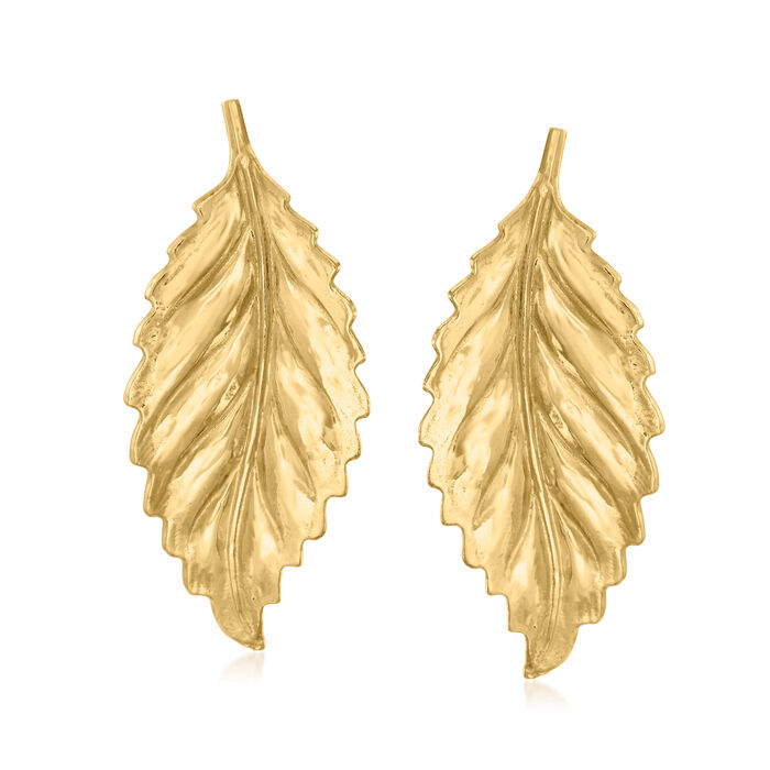 Italian 18kt Gold Over Sterling Leaf Drop Earrings