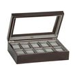 Mele & Co. &quot;Hudson&quot; Mahogany-Finished Wooden Ten-Part Watch Box with Glass Top