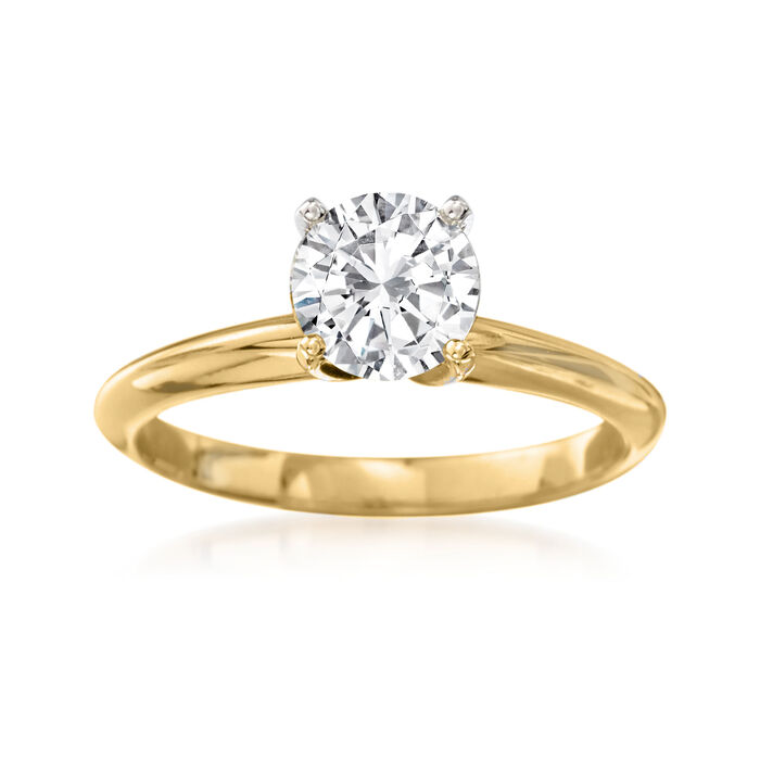 C. 2000 Vintage 1.17 Carat Diamond Solitaire Engagement Ring in 14kt Yellow Gold
