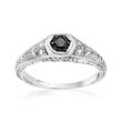 .18 Carat Black Diamond Ring with White Diamond Accents in Sterling Silver