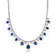 17.10 ct. t.w. Sapphire and 8.85 ct. t.w. Diamond Necklace in 14kt White Gold
