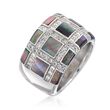 Belle Etoile &quot;Regal&quot; Black Mother-Of Pearl and . 75 ct. t.w. CZ Ring in Sterling Silver