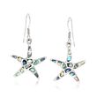 Abalone Shell Starfish Drop Earrings in Sterling Silver