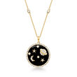 Onyx and .82 ct. t.w. Diamond Celestial Pendant Necklace in 14kt Yellow Gold