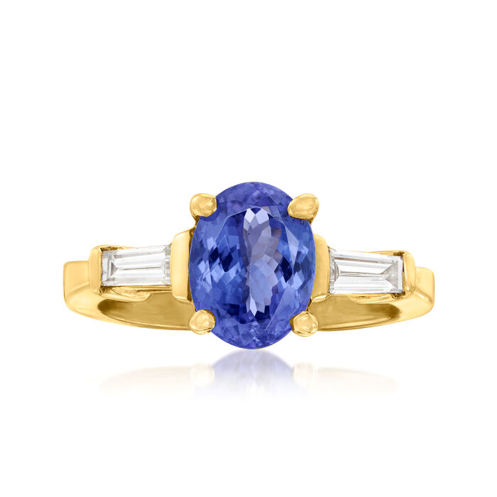2.40 Carat Tanzanite and .43 ct. t.w. Diamond Ring in 14kt Yellow Gold