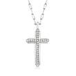 Charles Garnier .40 ct. t.w. CZ Cross Pendant Paper Clip Link Necklace in Sterling Silver