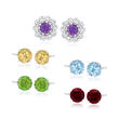 8.70 ct. t.w. Multi-Gemstone Jewelry Set: Five Pairs of Stud Earrings with Earring Jackets in Sterling Silver