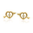 14kt Yellow Gold Jewelry: One Pair Heart Stud Earrings and Three Sets of Earring Jackets