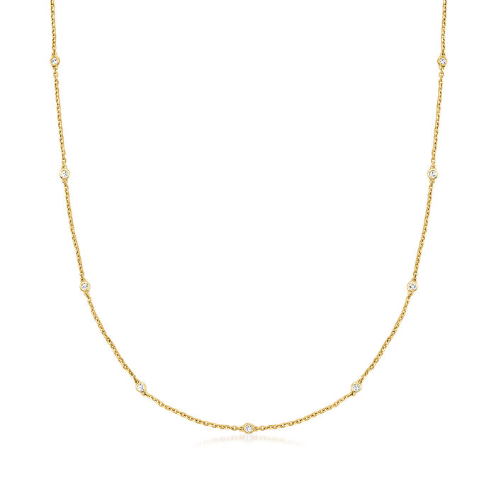 .25 ct. t.w. Bezel-Set Diamond Station Necklace in 14kt Yellow Gold