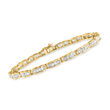 C. 1980 Vintage 5.00 ct. t.w. Baguette Diamond Link Bracelet in 14kt Yellow Gold