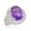 5.50 Carat Amethyst and 3.08 ct. t.w. White Zircon Ring in Sterling Silver