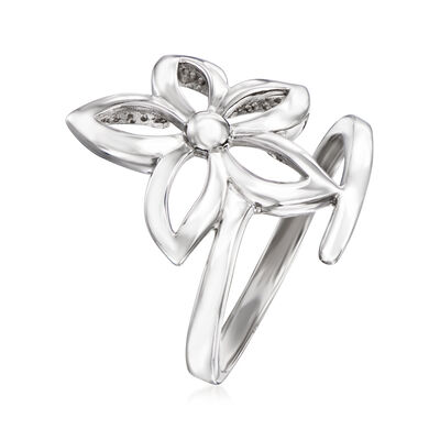 Sterling Silver Cut-Out Flower Bypass Ring