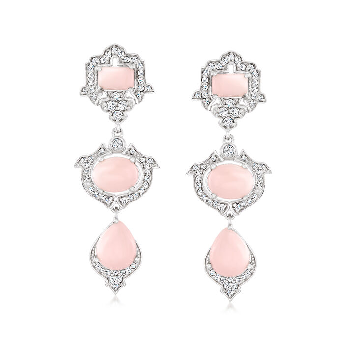 Pink Opal and .80 ct. t.w. White Topaz Drop Earrings in Sterling Silver