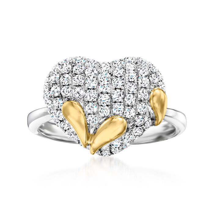 C. 1990 Vintage 1.25 ct. t.w. Diamond Heart Ring in 18kt Two-Tone Gold