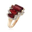 7.20 ct. t.w. Garnet and .12 ct. t.w. Diamond Ring in 14kt Yellow Gold