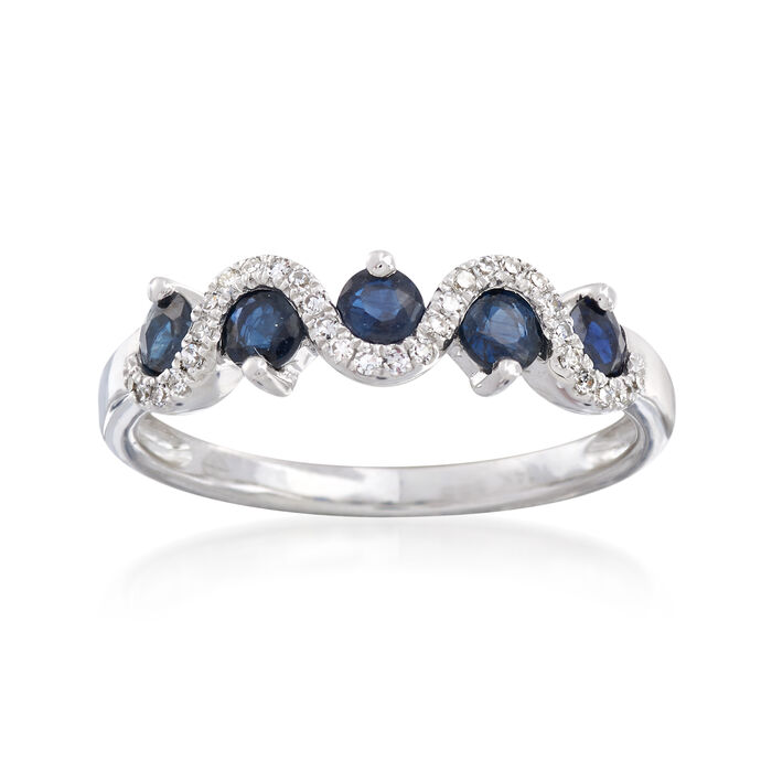 .70 ct. t.w. Sapphire and .10 ct. t.w. Diamond Ring in 14kt White Gold