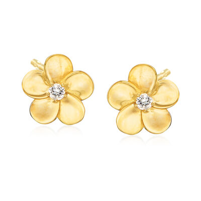 .51 ct. t.w. Diamond Flower Earrings in 14kt White Gold | Ross-Simons