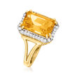 3.50 Carat Citrine and .20 ct. t.w. White Topaz Ring in 18kt Gold Over Sterling