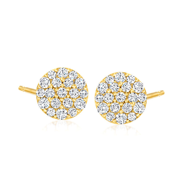 .71 ct. t.w. Pave Diamond Circle Earrings in 14kt Yellow Gold